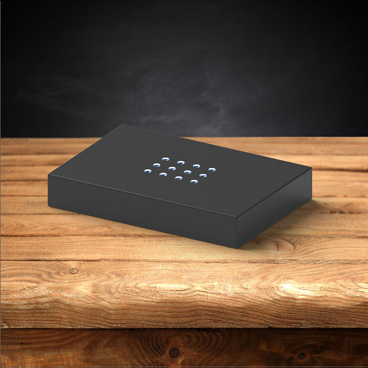 A plastic black light base for 3D photo crystals