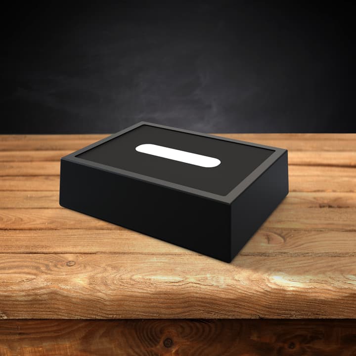 Wooden LED light base with a dark background