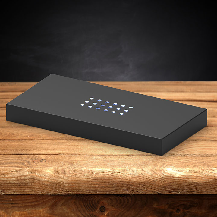 A plastic black light base for 3D photo crystals